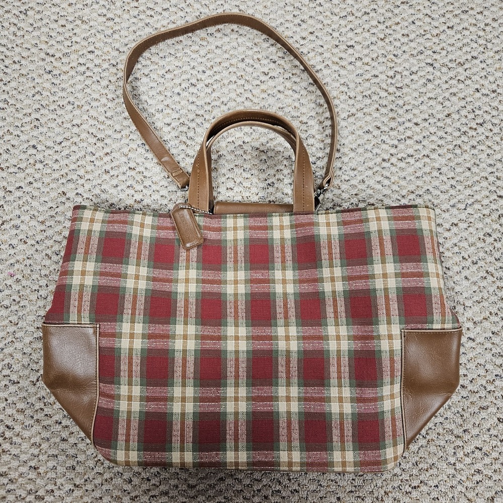 Longaberger Homestead Purse Red Plaid Large Tote Cottagecore Autumn Bucket